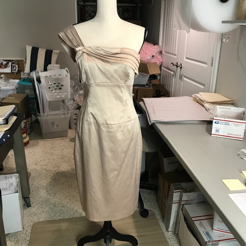 Women's Black Halo One shoulder, Pinkish Beige Dress Size 8